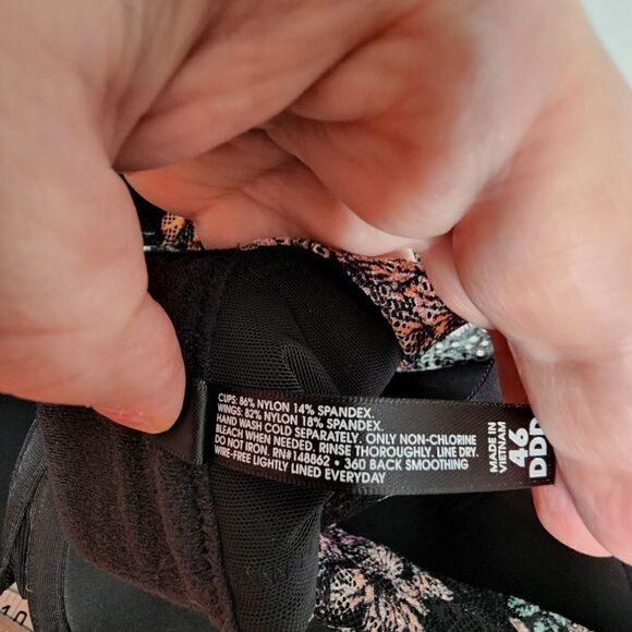 46DDD Lace Wireless Bra Lingerie Boudior Lightly Lined Lace Back Smoothing Flora - Picture 7 of 8